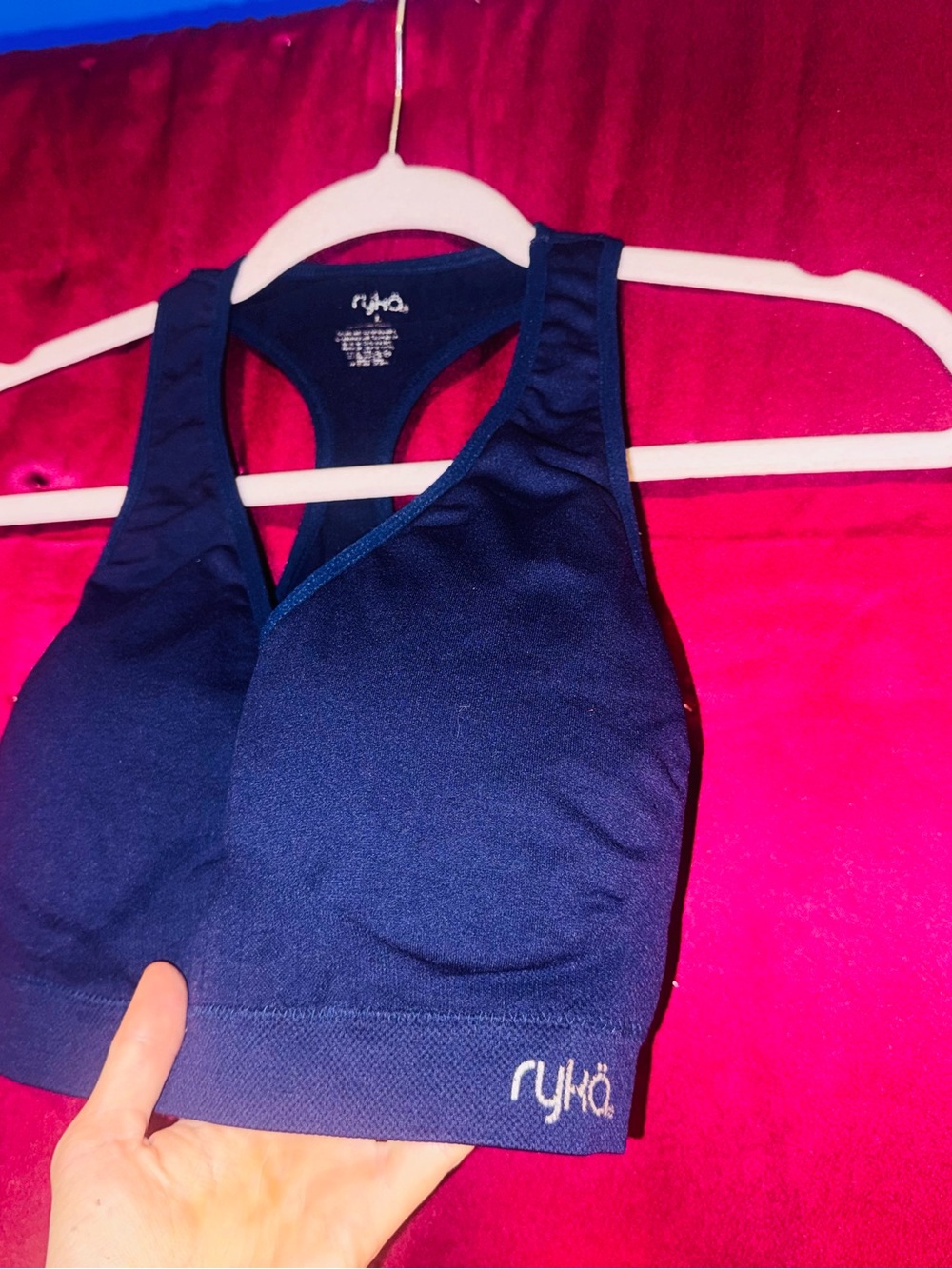 👑 Size Large Padded Ryka Navy Blue Racerback Sports Bra - Picture 7 of 7